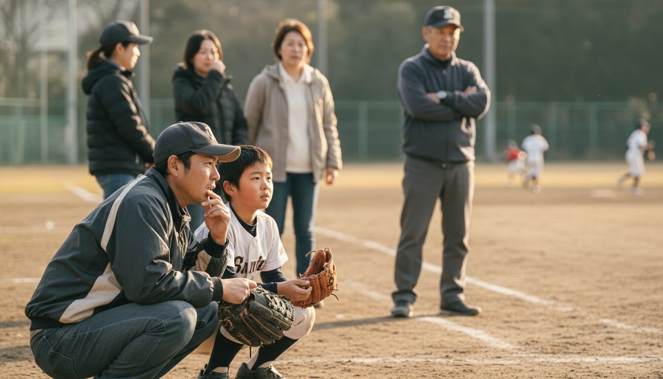 指導者やベテラン保護者との「波風を立てない」対話術を表現した本文中盤のイメージ (生成AIによるイメージ)