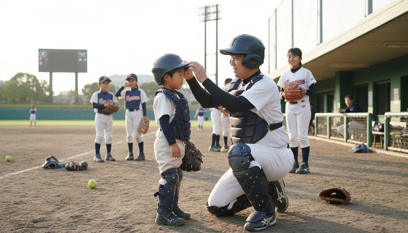 安全装備は「大げさ」ではない。子供に見せるべき大人の威厳を表現した本文中盤のイメージ (生成AIによるイメージ)
