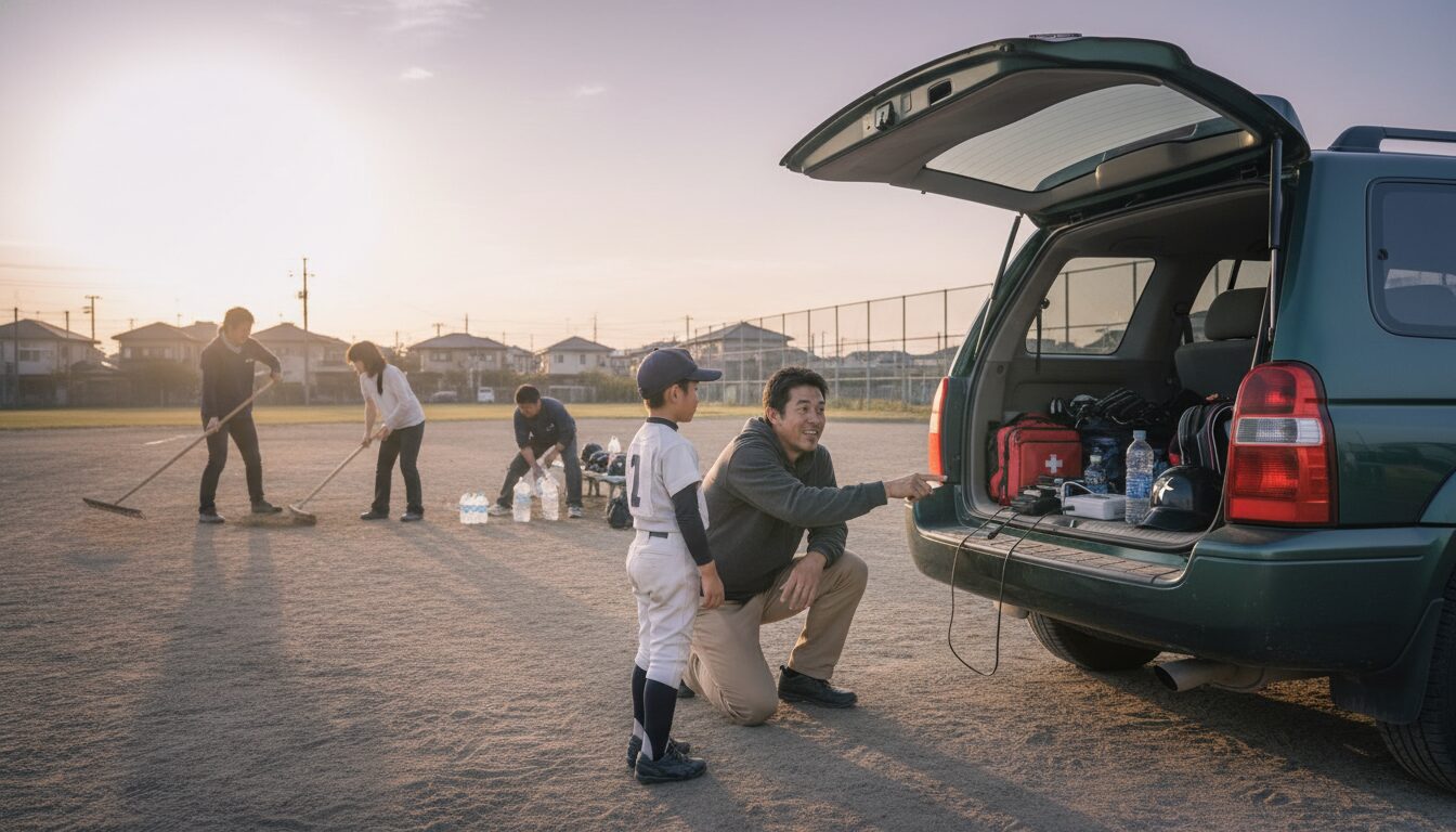 既存の「親のサポート」に防災視点をプラスする環境設計を表現した本文中盤のイメージ (生成AIによるイメージ)