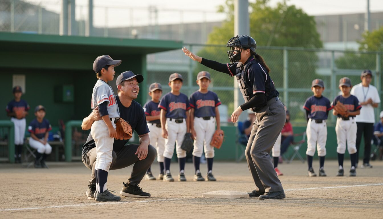 多様な審判の存在が子供たちに教える「本当のスポーツマンシップ」を表現した本文中盤のイメージ (生成AIによるイメージ)