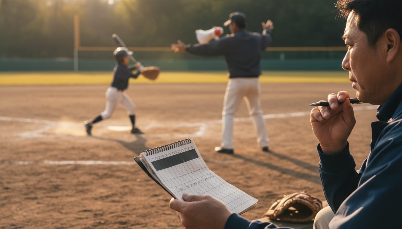 プロ野球の「親子リレー始球式」から考える、少年野球パパの“出しゃばり”とリスペクトの境界線をイメージした親子の野球シーン (生成AIによるイメージ)