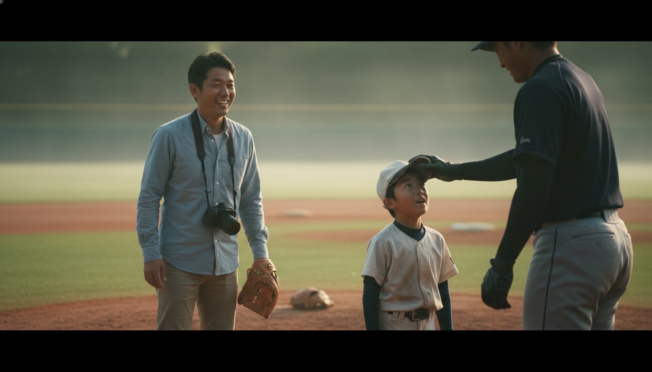 プロ選手がグラウンドにやってきた！子供の「憧れ」はどう変わる？を表現した本文前半のイメージ (生成AIによるイメージ)