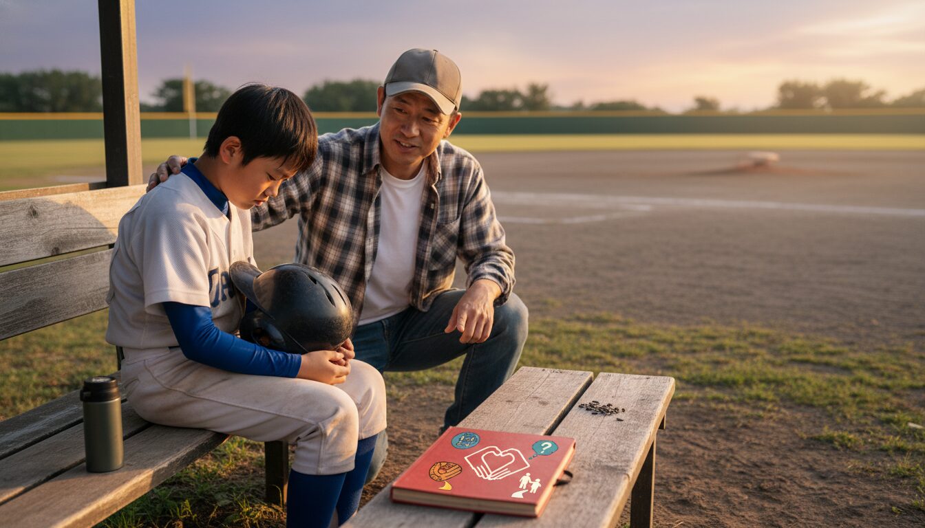 緩慢プレーで「懲罰交代」された西武・長谷川の翌日先発復帰に学ぶ！我が子が「やる気のない態度」を見せた時に親ができることをイメージした親子の野球シーン (生成AIによるイメージ)
