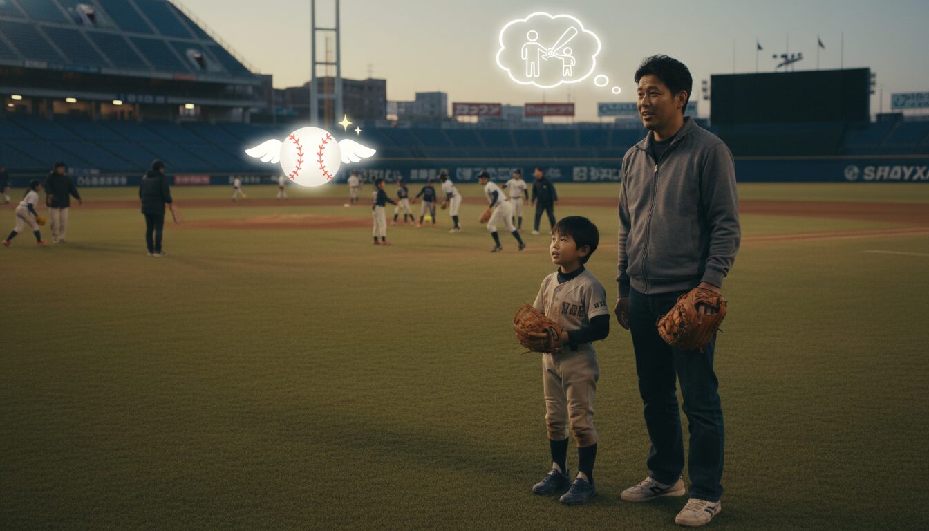 1. 夢の「スタメンキッズ」募集！メルカリデーが少年野球パパを熱くする理由を表現した本文前半のイメージ (生成AIによるイメージ)