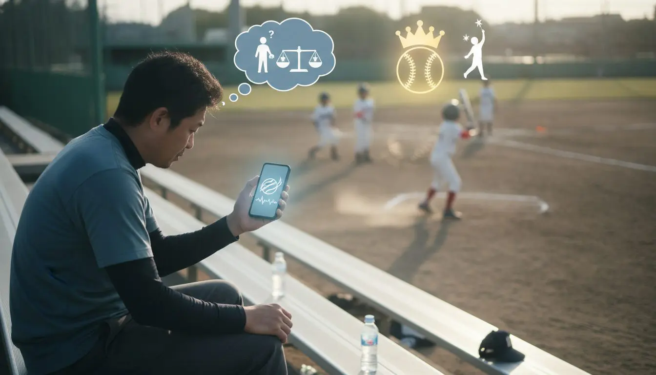 スマホの画面越しに感じる「我が子への焦り」の正体を表現した本文前半のイメージ (生成AIによるイメージ)