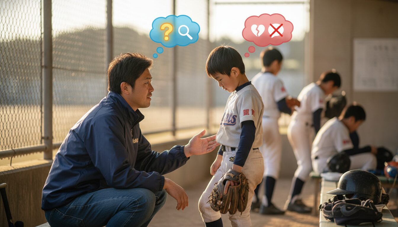 本音を見極める!パパが立ち止まって使うべき「魔法の問いかけ」を表現した本文中盤のイメージ (生成AIによるイメージ)