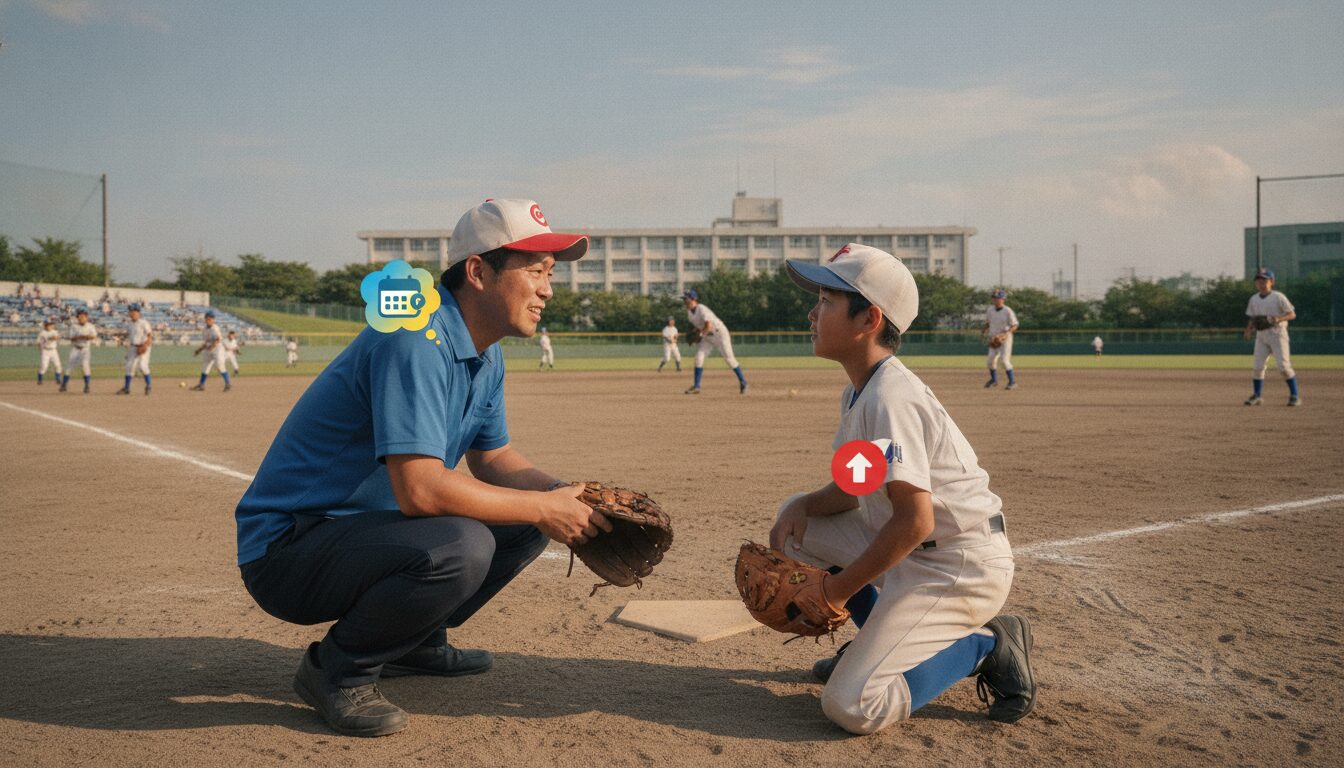 通信制・四谷学院の挑戦が、少年野球パパの心を揺さぶる理由を表現した本文前半のイメージ (生成AIによるイメージ)
