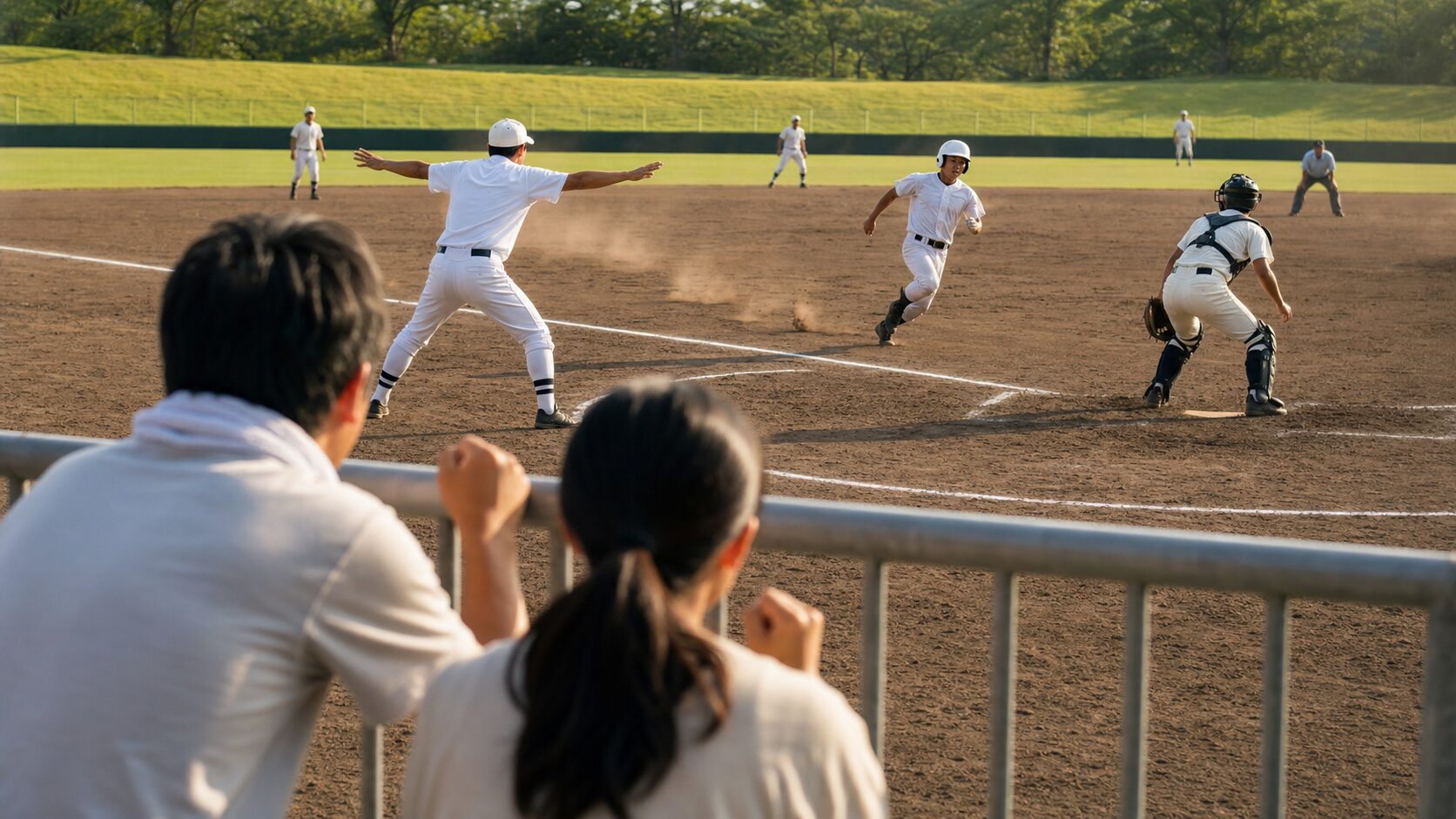 101人の主将・柳葉一路が三塁コーチとして動かした「最後の1点」を表現した本文前半のイメージ (生成AIによるイメージ)