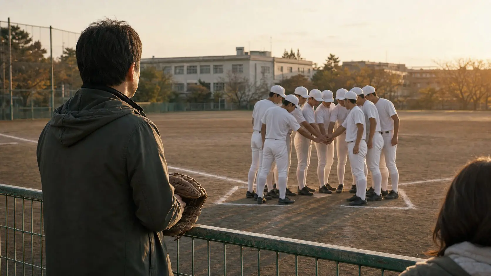 門真西「9人で4年ぶり単独出場」に学ぶ！閉校までの3年、最後の世代とパパが守るべきものをイメージした親子の野球シーン (生成AIによるイメージ)