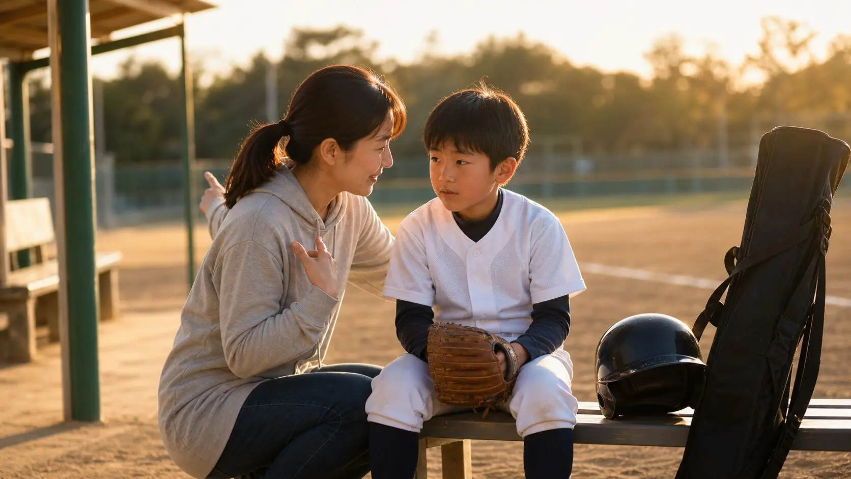 親ができるのは、子どもの“出ない時間”を言葉にしてあげることを表現した本文中盤のイメージ (生成AIによるイメージ)