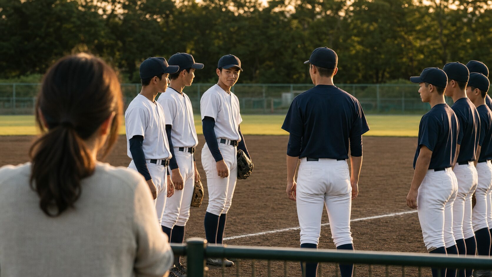 星稜中学時代の仲間と向き合った塩士主将の「悔いない」をどう読むかを表現した本文前半のイメージ (生成AIによるイメージ)