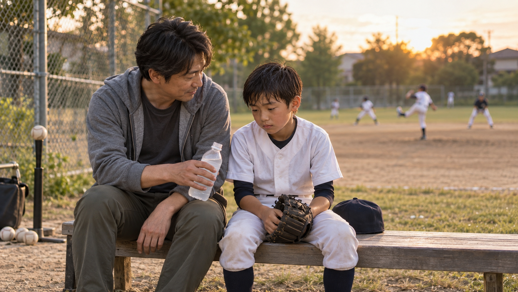 親が「もっと打てたはず」と思う気持ちを、少しほどくを表現した本文中盤のイメージ (生成AIによるイメージ)
