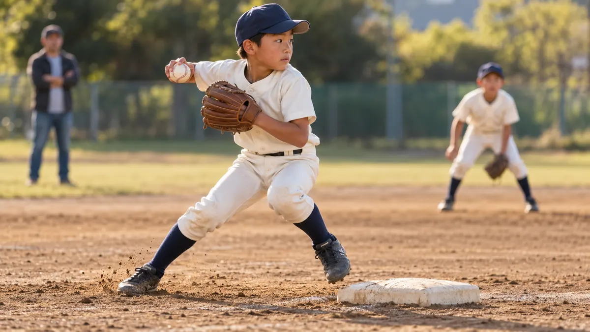 少年野球セカンド守備【上達のコツ】プロの技と練習法３選をイメージした画像（生成AIによるイメージ）