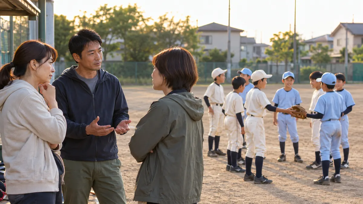 少年野球｜合同チームの問題点と親の心構え5選！人間関係で失敗しないコツをイメージした画像（生成AIによるイメージ）