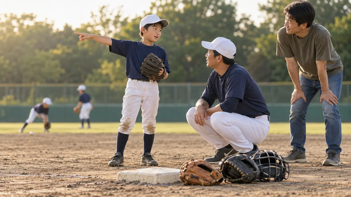 少年野球ポジション適性診断｜質問から試用までの5ステップをイメージした画像（生成AIによるイメージ）